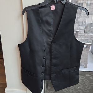 Men's Black Satin Vest